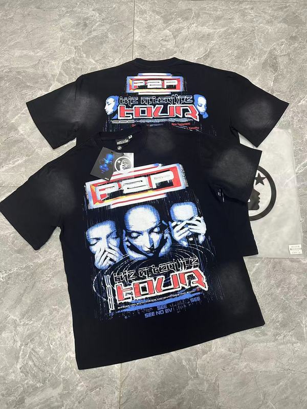 クロスボーダー Hellstar Tシャツ 2025年夏 欧米トレンドブランド レタープリント ゆったり半袖Tシャツ 男女兼用|undefined
