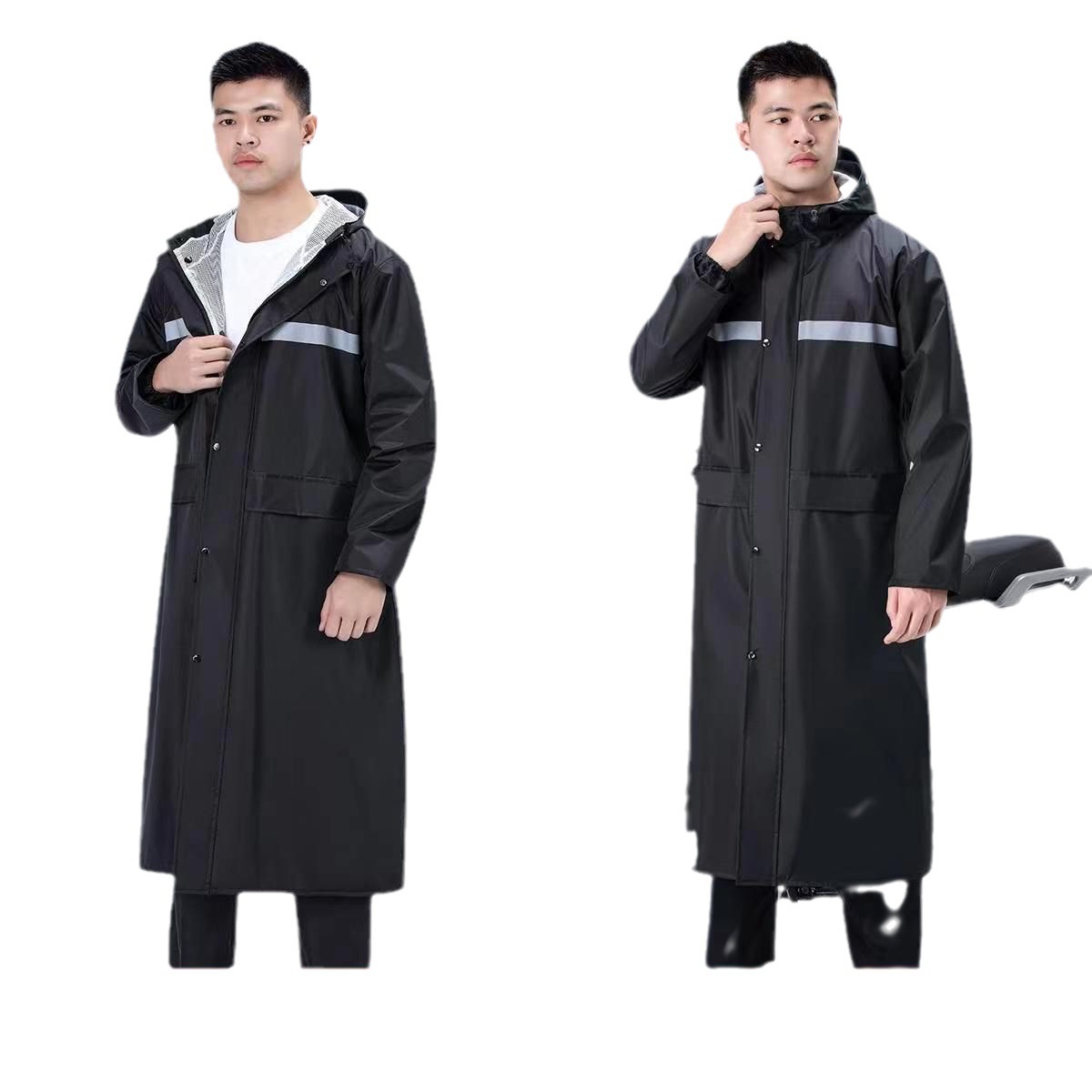 Raincoat largo a prueba de tormentas para hombres y mujeres al aire libre una sola capa de lluvia a pie gruesa larga protección ambiental y protección del trabajo