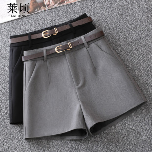 Gray suit shorts for women 2025 spring and summer new style boot pants high-end high-waist slim versatile loose casual pants