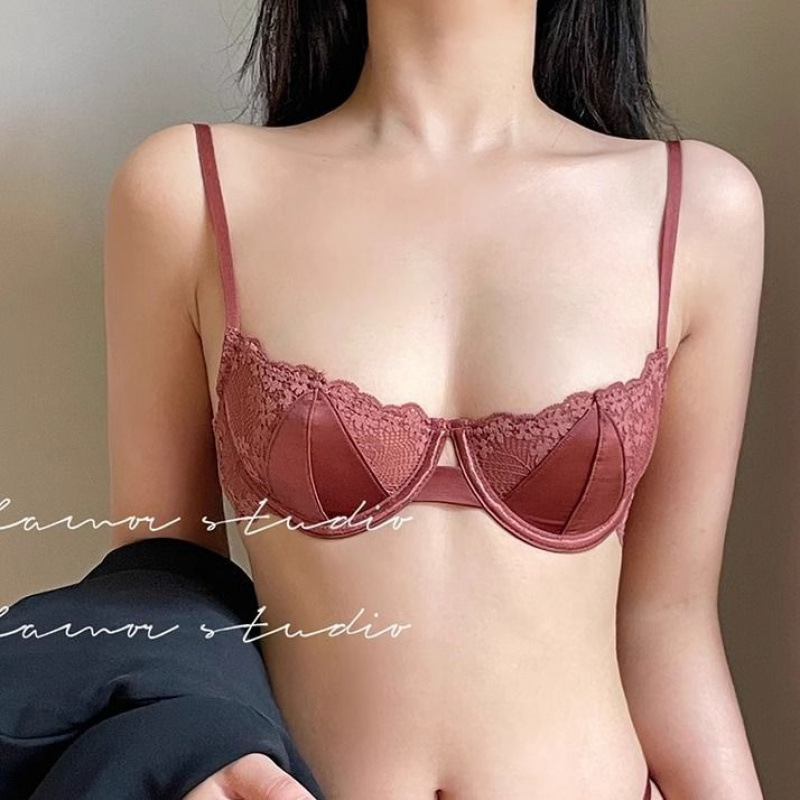 大きな胸の女性のための新しいセクシーな純粋な欲望の超薄型下着、小さな胸のサポート、たるみ防止、副乳縮小、快適なブラジャーセット|undefined