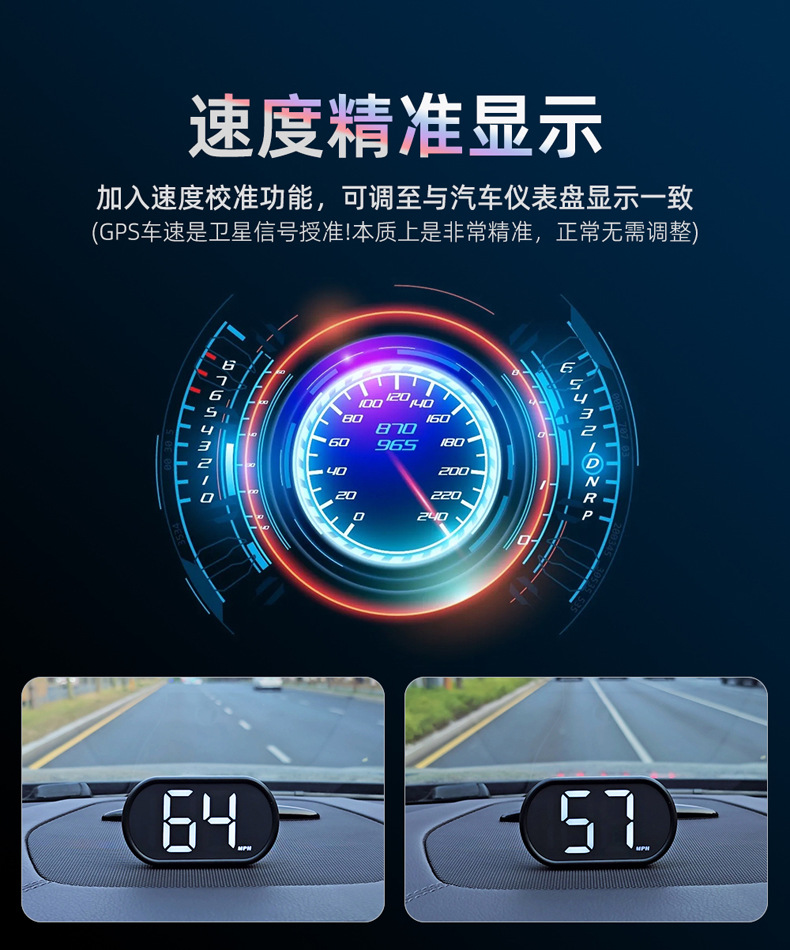 Car Hud Head-Up Display Car Beidou Gps Multi-Function Tester Portable Display Head-Up Instrument