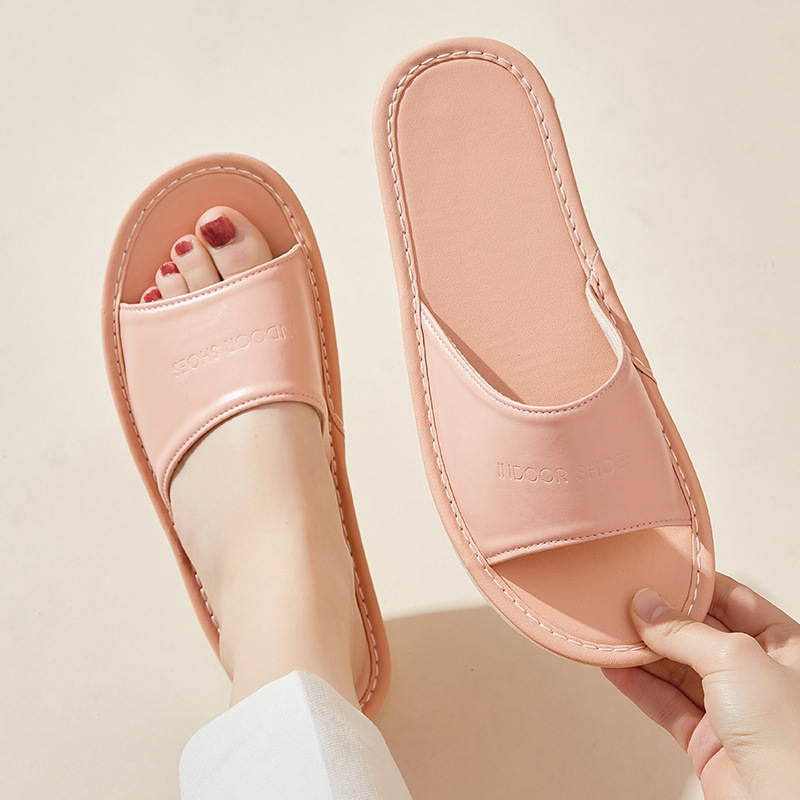 皮のスリッパの女性の家の卸売りの室内の滑り止めの美容院の軽くて豪華な高級感の皮革の冷たいスリッパの男性の夏の家庭用|undefined