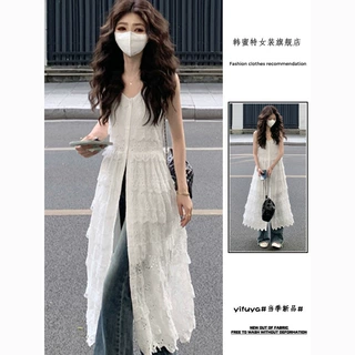 设计感镂空蕾丝吊带连衣裙女士夏装新款韩版叠穿ins时尚蛋糕长裙