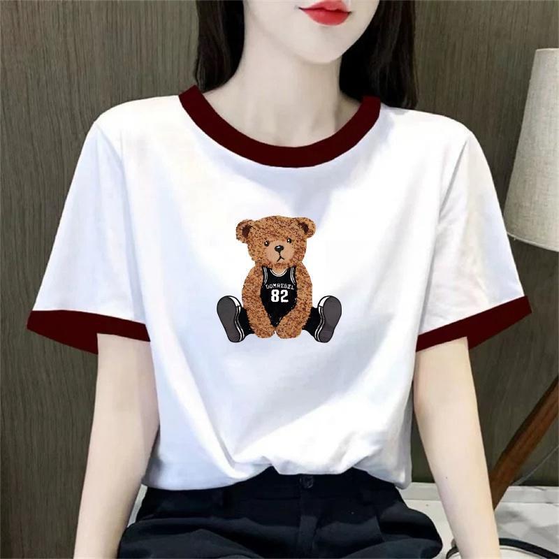 Clearance Sale: Mom's Plus-Size Short-Sleeve T-Shirt for Women, New Summer Style with Bear Print, Loose Fit, Age-Reducing Tee Clearance Sale: Mom's Plus-Size Short-Sleeve T-Shirt for Women, New Summer Style with Bear Print, Loose Fit, Age-Reducing Tee