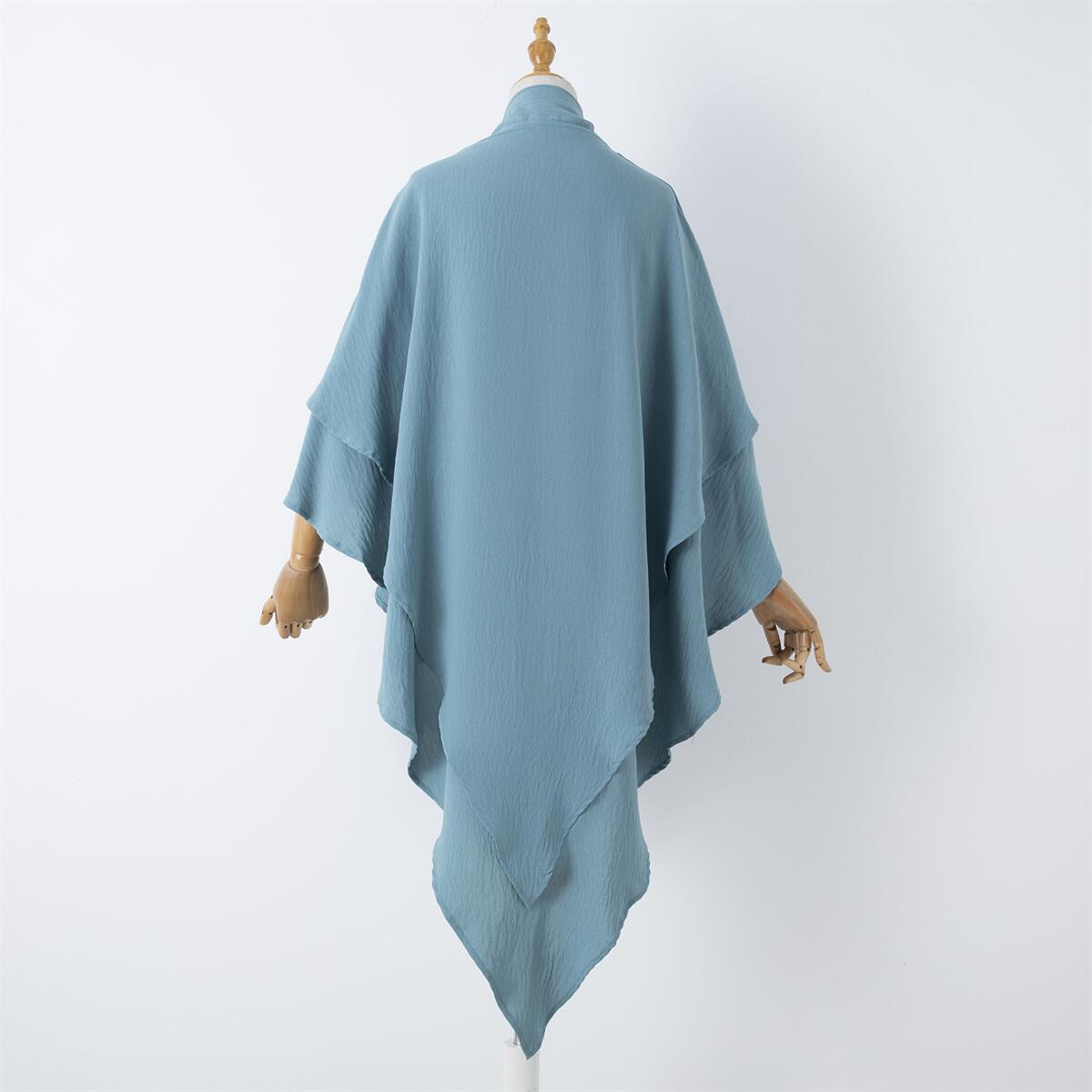 Damenbekleidung einfarbige Spitze Muslim Doppelschicht Kopftuch_voghion.com