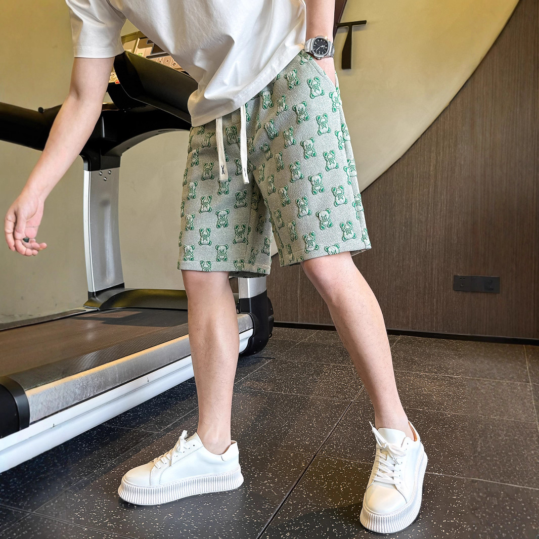 Trendy Cartoon Shorts for Men, High-End Five-Point Pants, Handsome and Trendy Big Pants, New Summer Lightweight Casual Pants