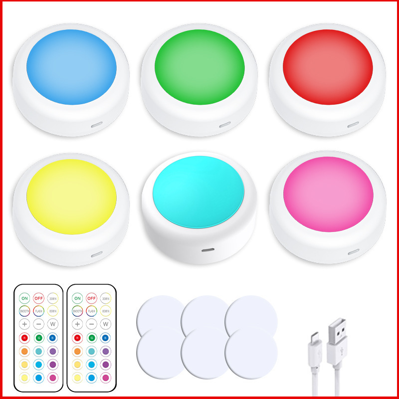 Led under Cabinet Lighting 13 Colors Rechargeable Dimmable Puck Lights Closet Kitchen Wardrobe Night Light Long Battery Life Lamp