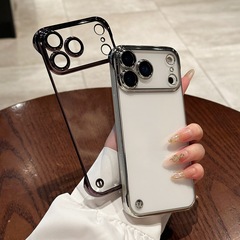 电镀无边框适用iPhone17PROMAX超薄裸机感PC手机壳苹果16镜头膜15
