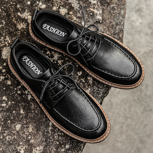 2021 New Men's Shoes Winter Trendy Shoes Men's Autumn and Winter Workwear Casual Leather Shoes Men's Versatile British Small Leather Shoes Men's