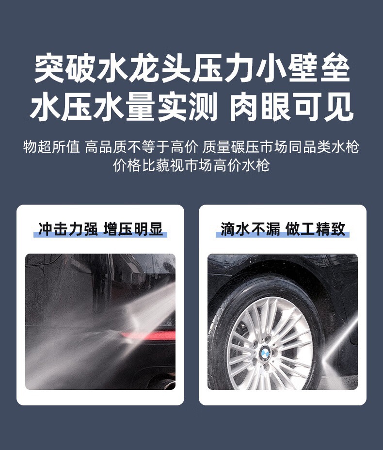 Kingjoy High-Pressure Water Gun for Car Washing, Household Use with Nozzle, Hose for Washing, Watering, Garden, and Landscape