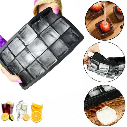 Silicone ice grid mold square ice storage box with lid household food supplement box ice making ice cube film