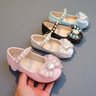 2025 Spring and Autumn Korean Style New Girls' Leather Shoes Foreign Trade Order Princess Single Shoes Children's Velcro Performance Dance Shoes
