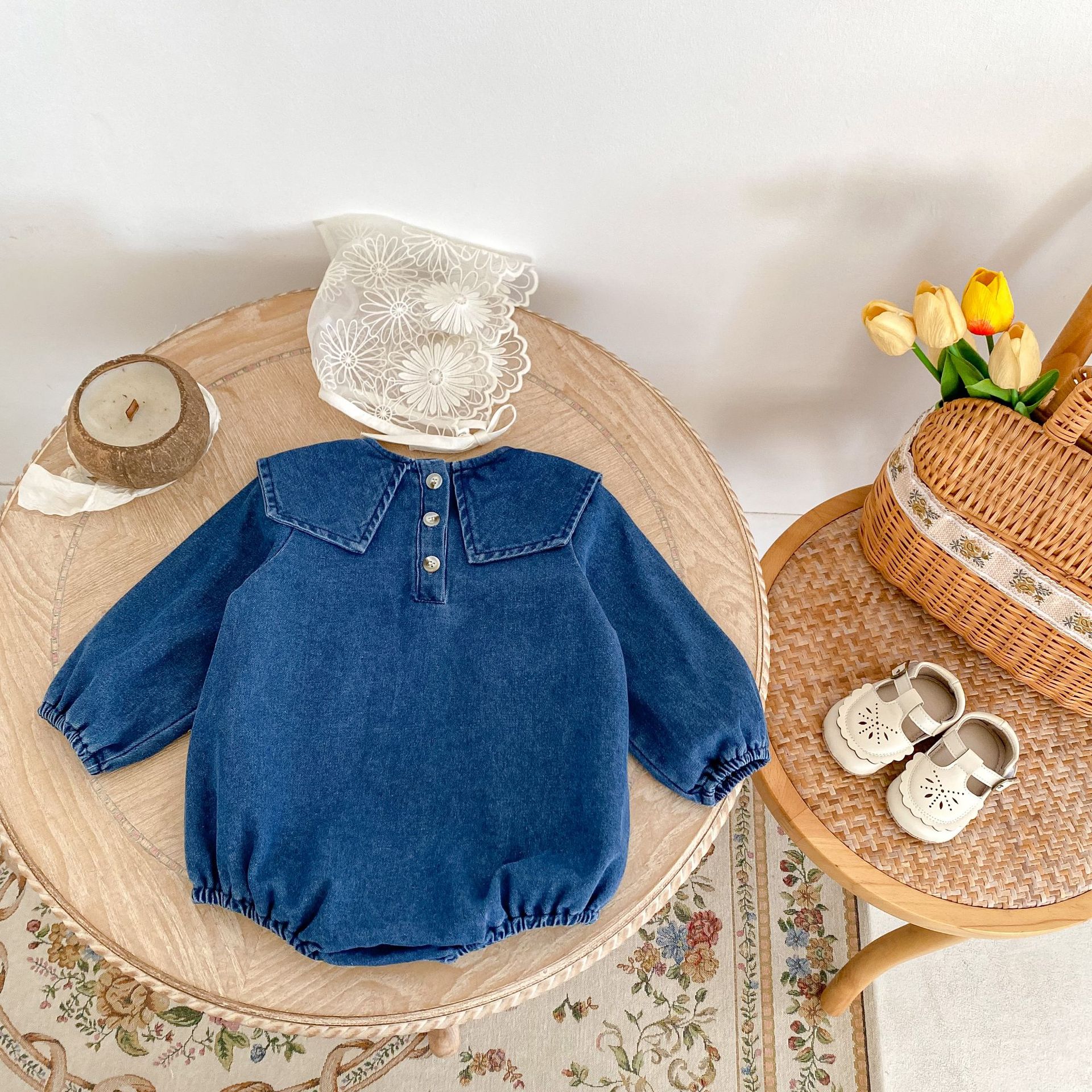 Jesenske kavbojke za dojenčke Ins2024, sestre, ljubke, nosijo velike reverje in krilo_voghion.com