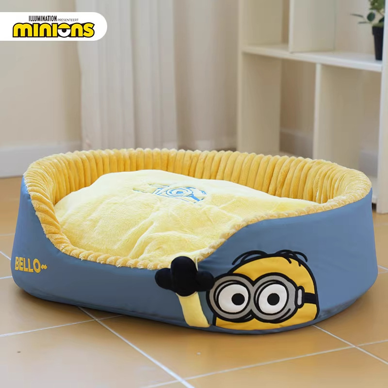 Miniones Amarillos| Stuart serie esponja cama de invierno para perros dormir mascotas invierno calentamiento perros