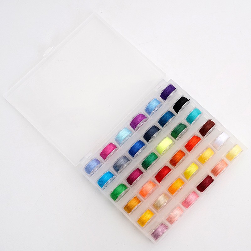 Caja de bobina transparente de 36 rejillas con bobina de hilo con color fijo color brillante color frío Color 36 color hilo de coser en caja de bobina image 10
