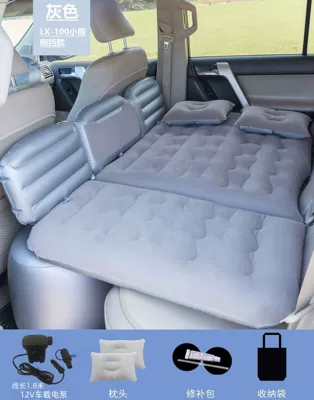 Car Inflatable Bed, Car Rear Vehicle-mounted inflatable bed - bear-gray-without-head-protection-with-18m-pump
