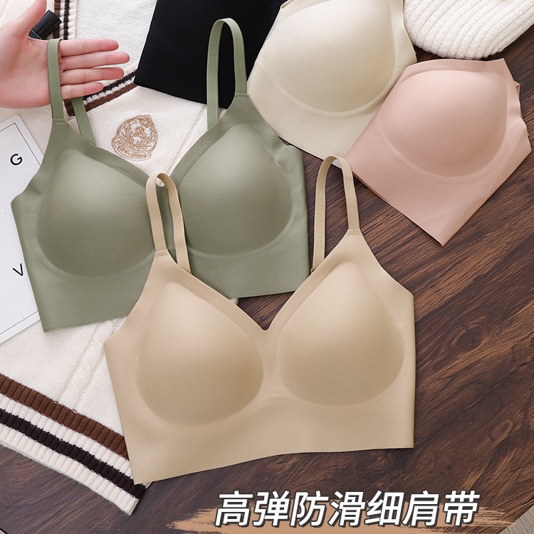 노라인 브라, 여성용 통기성 인비저블 브라, 작은 가슴을 위한 푸쉬업 브라, 노와이어, 얇은 어깨끈, 아름다운 등 라인 브라