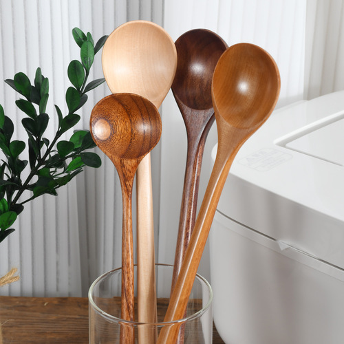 Noodle cooking spoon, extended wooden spoon, coffee spoon, long handle small spoon, smoothie spoon, creative spoon, wooden spoon for store use