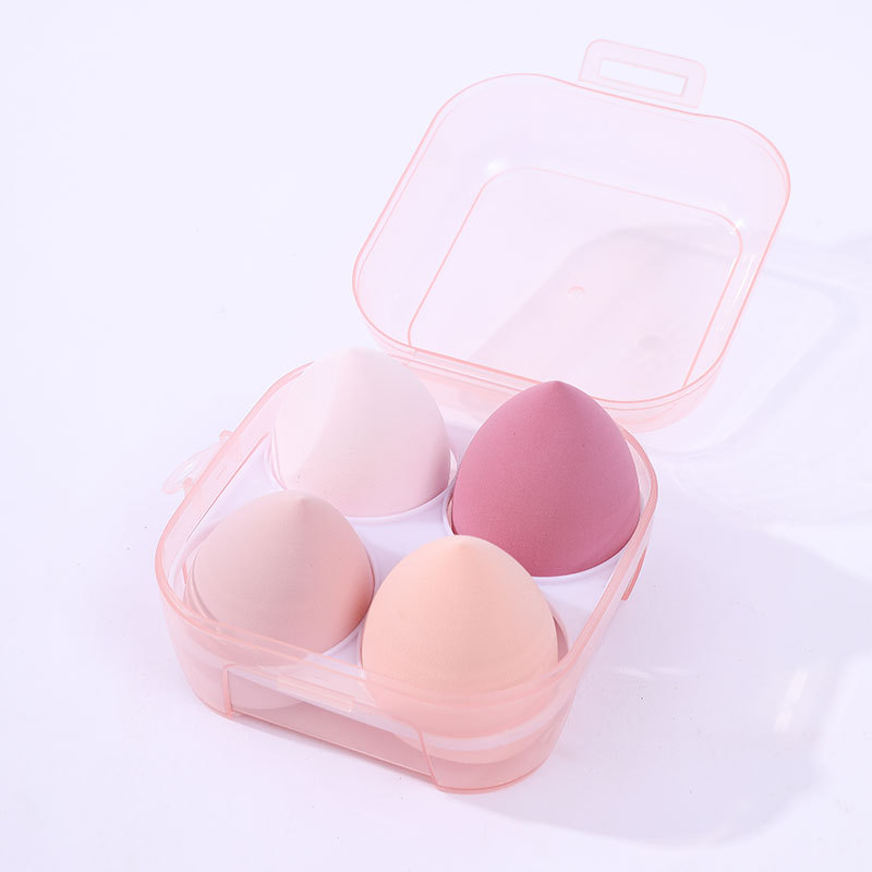 Nuevo 4 caja de polvo de huevo de maquillaje no es látex super suave no comer polvo de maquillaje esponja de maquillaje huevo gota de agua cortada oblicuamente