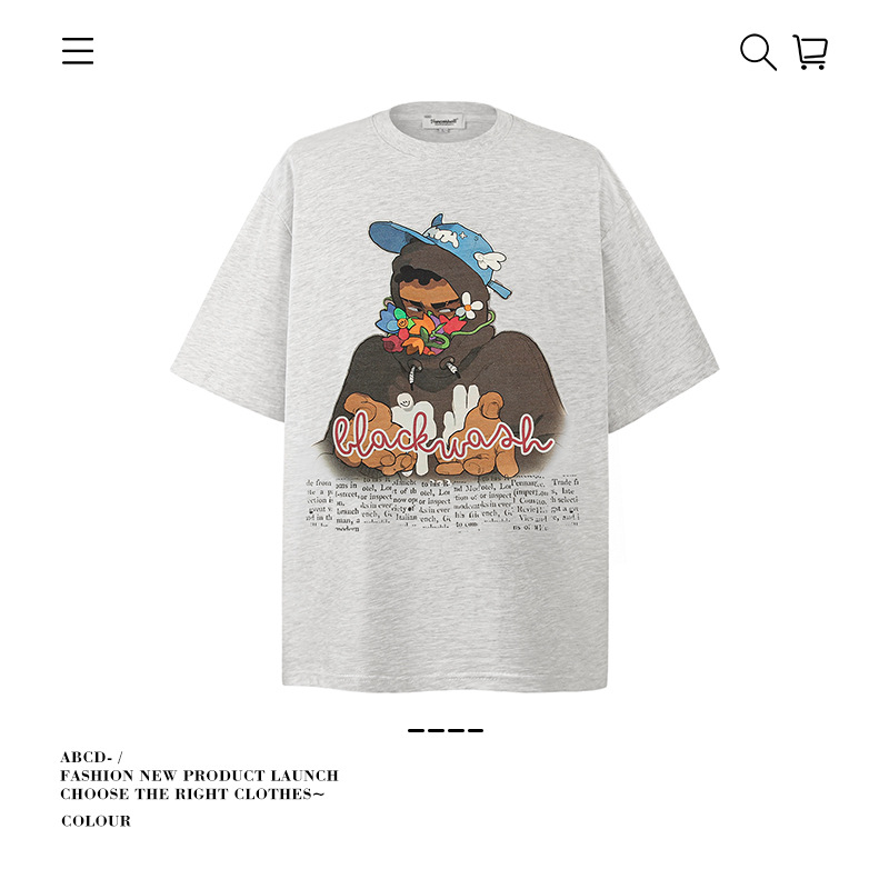 Camiseta de manga corta apilada en la calle alta de la marca de moda pesada de 250g para hombres de algodón puro con camisa de fondo suelta para hombres de verano