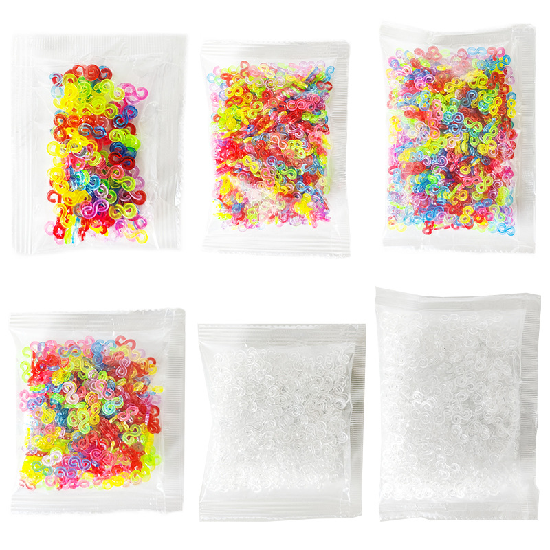 DIY Rainbow Rubber Band S clips pulsera tejida accesorios de material de color blanco S hebilla fábrica directa en stock