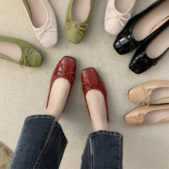 晚風平底鞋溫柔蝴蝶結奶奶鞋淺口瓢鞋2024春新款日系女鞋通勤單鞋
