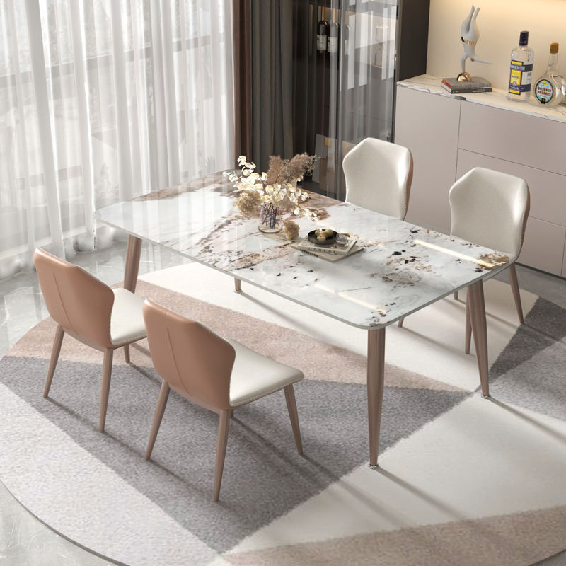Customized Table Modern Simple Home Rectangular Small Apartment Dining Table and Chairs Dining Table Italian Light Luxury Slate Dining Table
