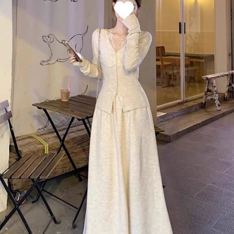 小个子高级感气质连衣裙子女秋冬季2025新款千金穿搭一整套装长裙|undefined