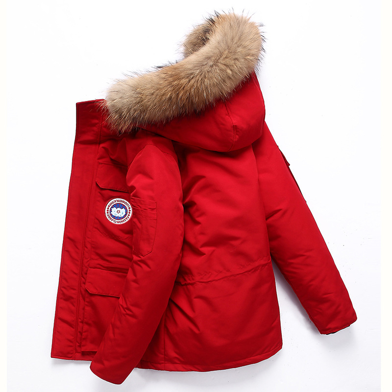 Down Jacket Men's Winter New Thickened Canadian Style Outdoor Tooling Couple's Fashionable Goose Explosive Jacket