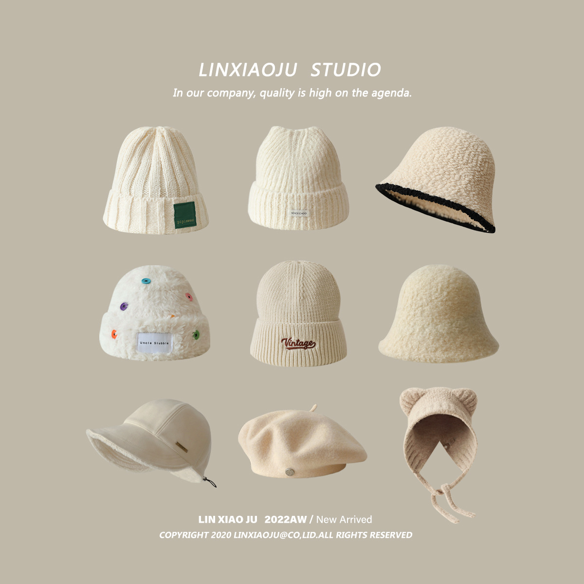 韓版杏色帽子男女生寬檐棒球帽百搭顯臉小漁夫帽保暖針織帽貝雷帽