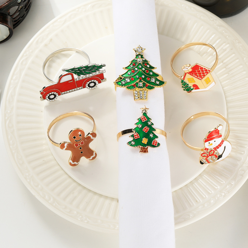 European and American Hotel Western Restaurant Christmas Napkin Ring Christmas Tree Gingerbread Man Napkin Buckle Creative Napkin Ring New Product