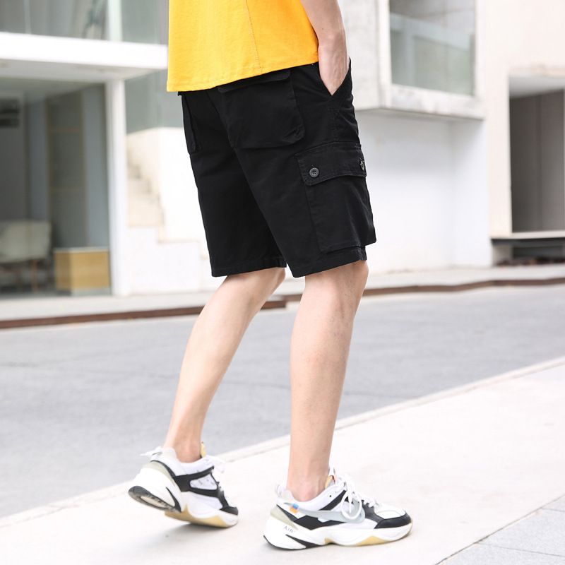 2022 verano Comercio exterior estilo coreano recortado pantalones cortos hombres rectos multi-Bolsa de ropa de trabajo cortos ins moda de los hombres jóvenes pantalones Casuales