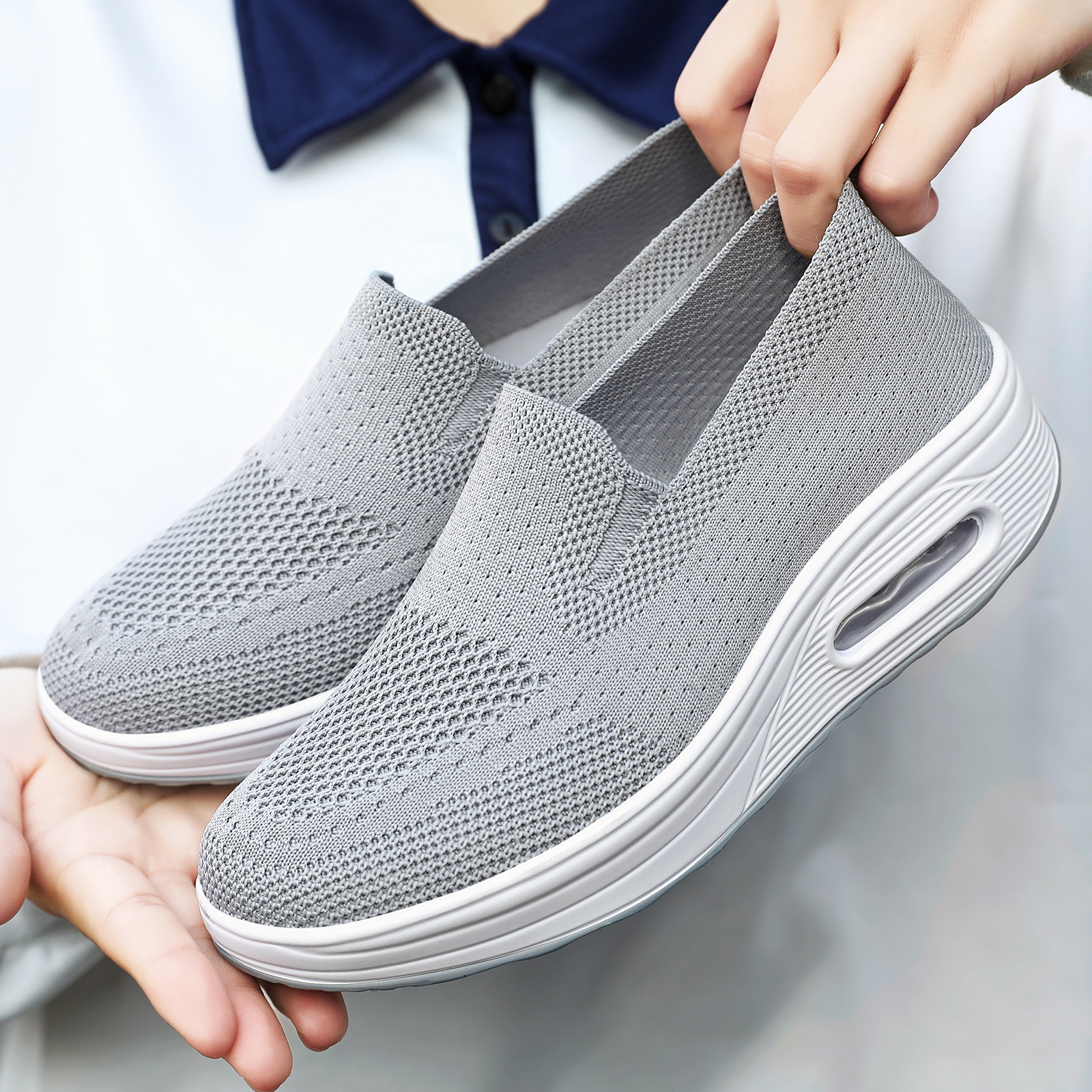 Zapatos de mamá para mujer, verano 2025, transfronterizos, Temu, dropshipping, sin cordones, para estar en casa, zapatos casuales con suela gruesa y amortiguación de aire