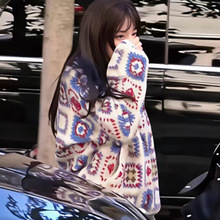 生C 2025冬季新韩国东大门迪丽热巴同款立领拉链方块摇粒绒外套女