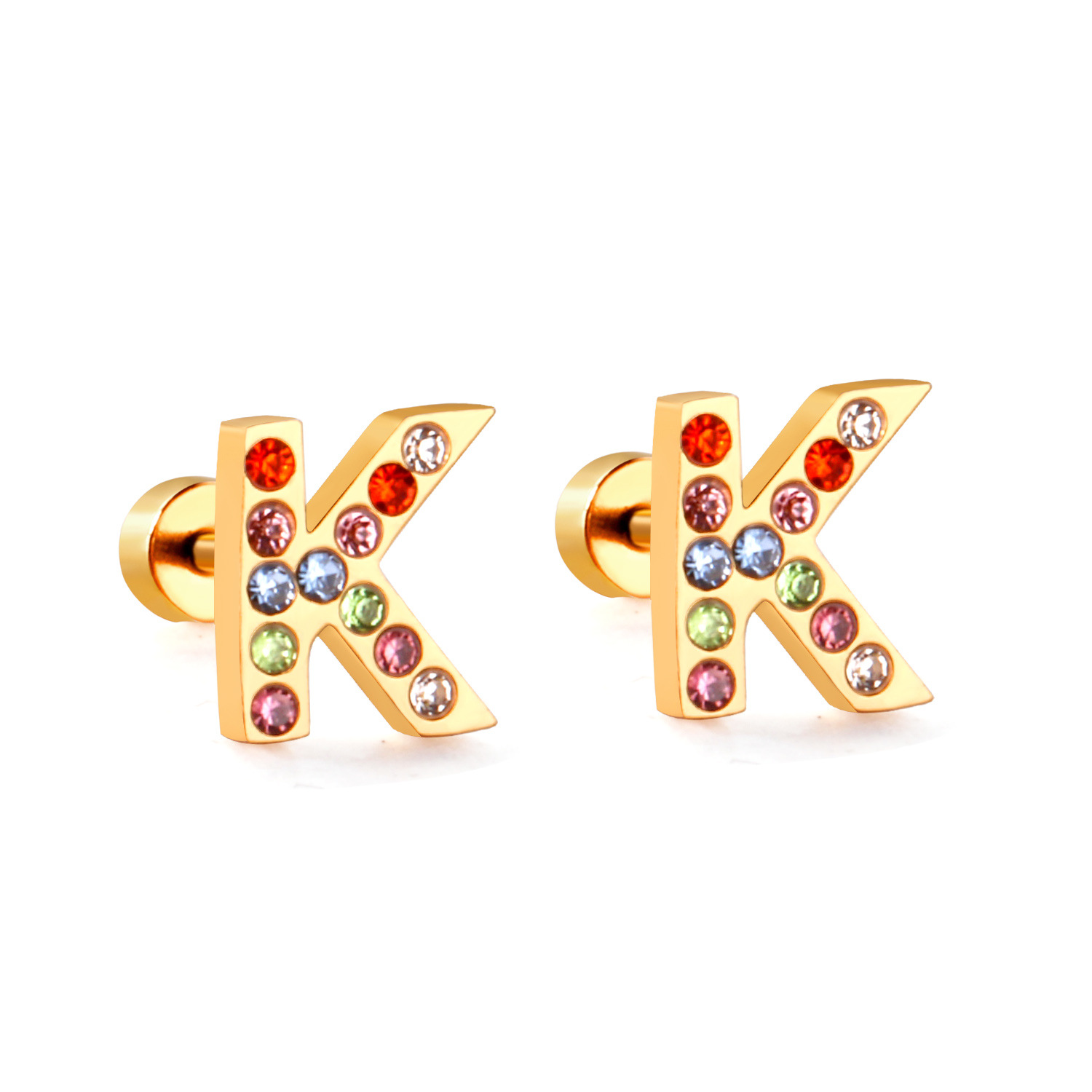 Fashion Letter Stainless Steel Inlay Zircon Ear Studs 1 Pair display picture 44
