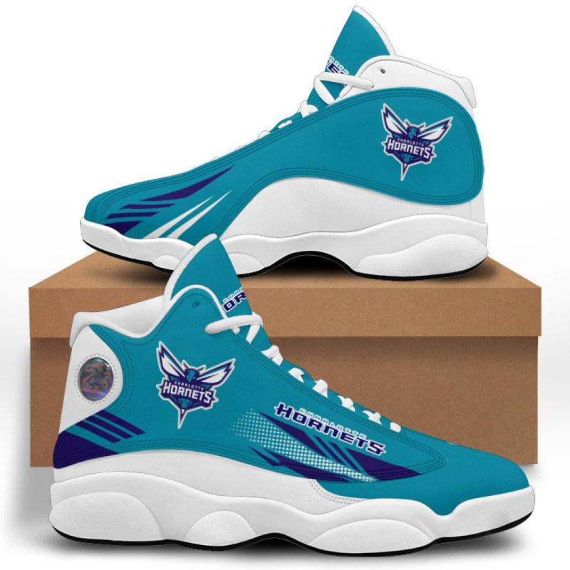 European and American New American Four League Charlotte Hornets High-top Men's and Women's Couple's Basketball Shoes with Printed Pictures