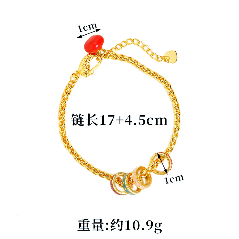 Brazalete de estilo nacional vietnamita de oro de arco iris, ruyi, joyas de mano para mujeres, diseño retro, joyas que no se desvanecen durante mucho tiempo.