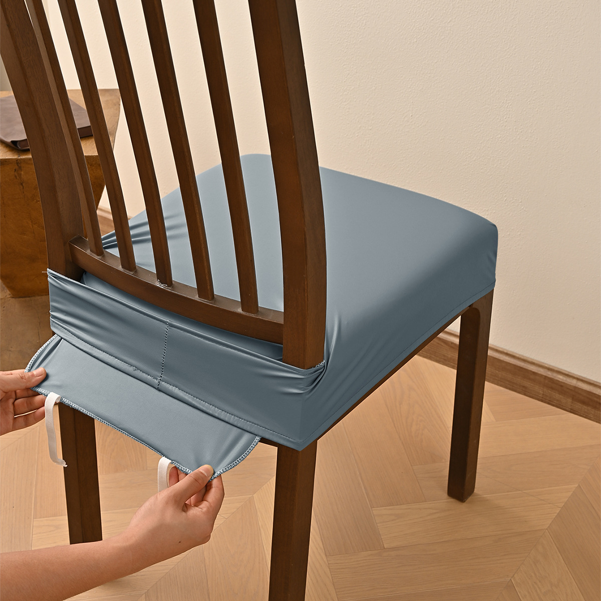 Banda antideslizante de Amazon, hebilla de lengua, PU, funda de taburete elástica doble impermeable, funda de cojín para silla elástica, funda universal para silla de comedor de hotel