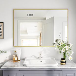 Aluminum Frame Wall-Mounted Bathroom Mirror Hd Customizable Washbasin Bathroom Toilet Makeup Mirror Wall-Mounted Mirror