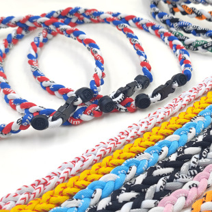 Cross-Border Hot-Selling Multi-Style Three-Braided Rope Collar Baseball Softball Energy Necklace Pendant Nylon Collar