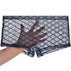 君也男士網紗透明平角褲薄款格子無囊袋緊身透氣內褲夏男青年褲頭