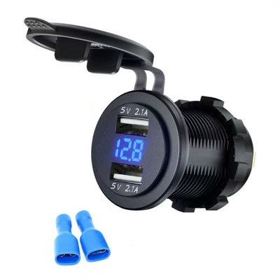 Mobile Phone Charger, Mobil şarj cihazları - dual-21a-fast-charging-digital-display-blue-set