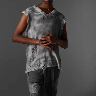 European and American Fashion Personality Slim-fit Sexy Hollow Sleeveless Vest Men's American Style Street Fashion High Street Hole Fashion Brand Vintage