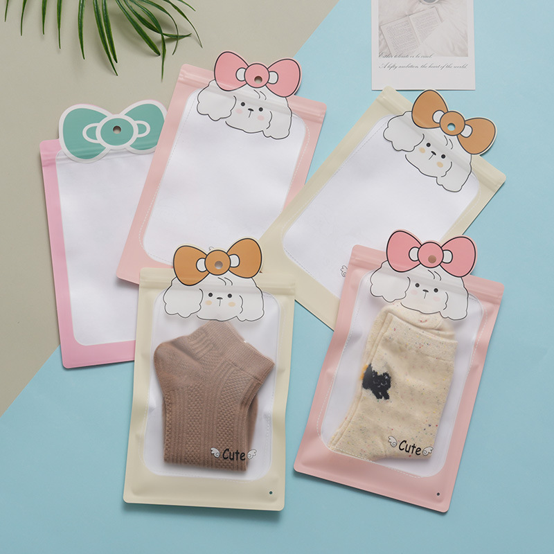 Children's Socks Packaging Bag, Baby Saliva Towel, Boat Socks, Ziplock Bag, Leggings, Cute Style Kraft Paper Composite Bag