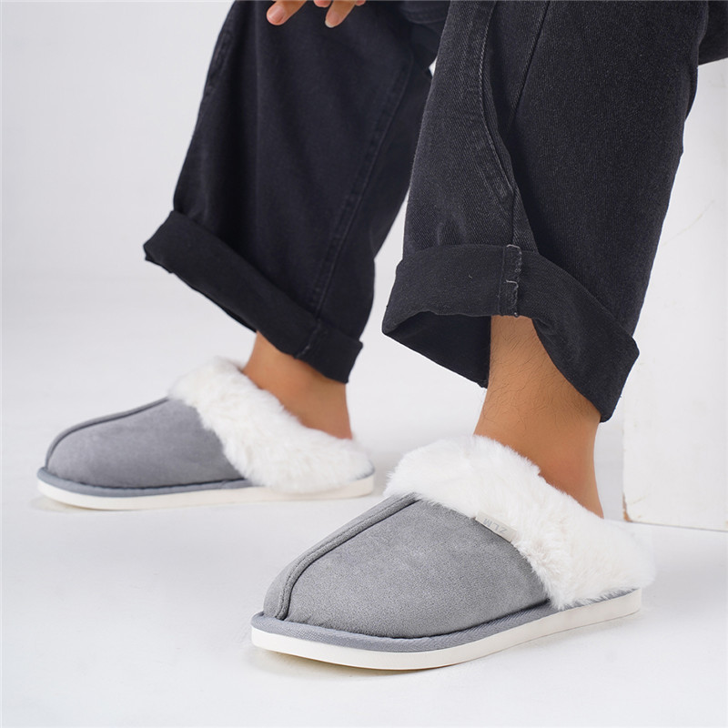 Cross-border New Solid Color Suede Cotton Slippers Women's Memory Sponge Neutral Autumn and Winter Household Mao Mao Mao Slippers