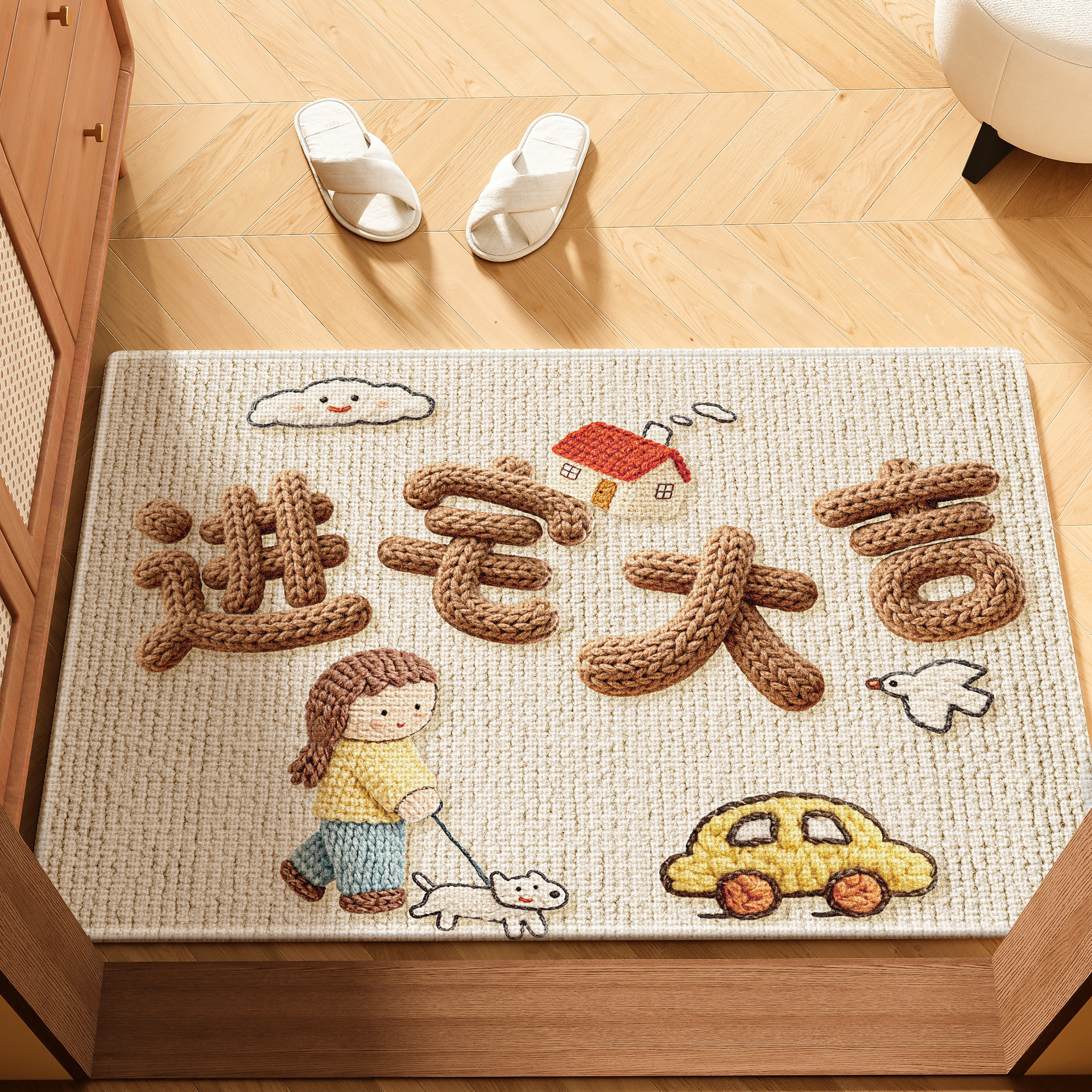 Alfombra de piso de lino imitación 2025 nueva alfombra de puerta de entrada de alto nivel alfombra de puerta de entrada de puerta doméstica