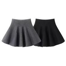 现货2025秋季新款气质简约风甜美风纯色收腰伞裙半身裙 5P9D15210