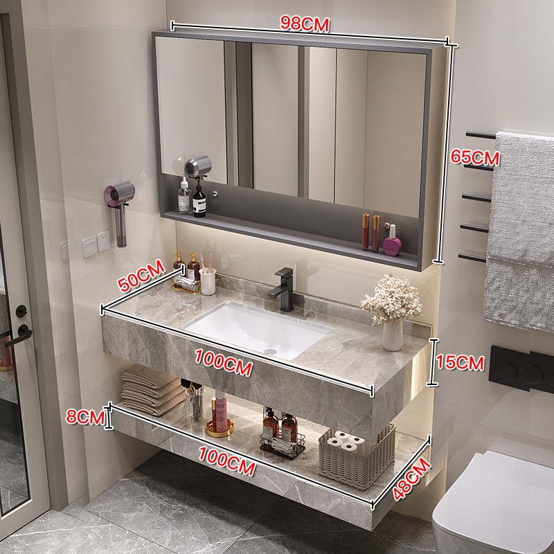 Gabinete de baño moderno y simple combinación de encimera de cerámica de pizarra brillante hotel de alojamiento residencial inodoro lavabo lavabo