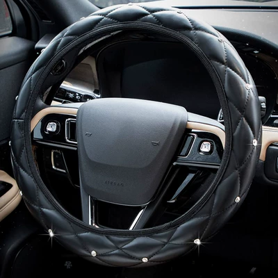 Cover Rhinestone Steering Wheel Cover Steering wheel cover - black-without-inner-ring-38cm