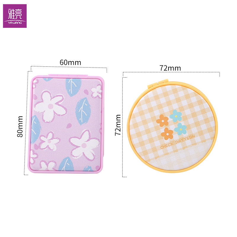 Colorido marco colorido pequeño espejo redondo al por mayor pequeño espejo niñas bolsillo portátil lindo doble cara plegable espejo cosmético